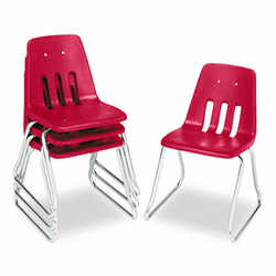 VIR961870 9600 Classic Series Classroom Chairs, 18" Seat Height, Red/Chrome, 4/Carton By VIRCO, INC.