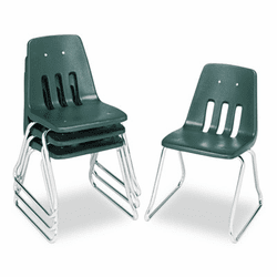 VIR961875 9600 Classic Series Classroom Chairs, 18" Seat Height, Forest Green/Chrome, 4/CT By VIRCO, INC.