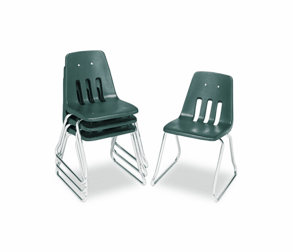 VIR961875 9600 Classic Series Classroom Chairs, 18" Seat Height, Forest Green/Chrome, 4/CT By VIRCO, INC.