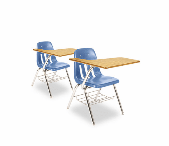 VIR9700BR40084 9700 Series Chair Desk, 18-3/4w x 31d x 30-1/2h, Medium Oak/Blueberry, 2/Carton By VIRCO, INC.