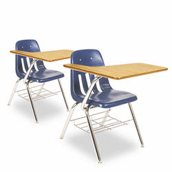 VIR9700BR51084 9700 Series Chair Desk, 18-3/4w x 31d x 30-1/2h, Medium Oak/Navy, 2/Carton By VIRCO, INC.