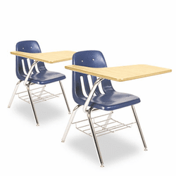 VIR9700BR51385 9700 Series Chair Desk, 18-3/4w x 31d x 30-1/2h, Fusion Maple/Navy, 2/Carton By VIRCO, INC.