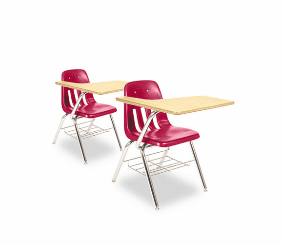VIR9700BR70385 9700 Series Chair Desk, 18-3/4w x 31d x 30-1/2h, Fusion Maple/Red, 2/Carton By VIRCO, INC.