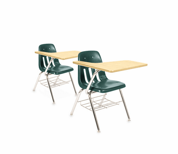 VIR9700BR75385 9700 Series Chair Desk, 18-3/4w x 31d x 30-1/2h, Fusion Maple/Green, 2/Carton By VIRCO, INC.