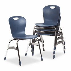 VIRZU41851 Ergonomic Stack Chair, 18" High Zuma Bucket Seat, Navy, 4/Carton By VIRCO, INC.