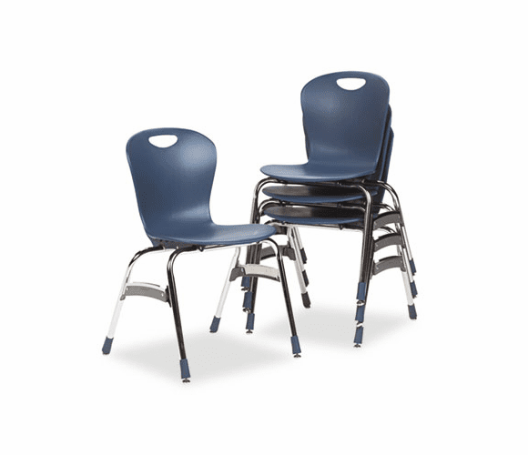 VIRZU41851 Ergonomic Stack Chair, 18" High Zuma Bucket Seat, Navy, 4/Carton By VIRCO, INC.