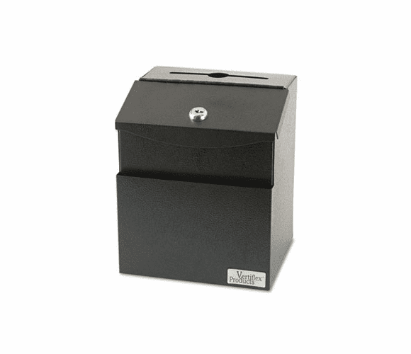 VRT50085 Steel Suggestion Box with Locking Top, 7 x 6 x 8 1/2, Black By VERTIFLEX PRODUCTS