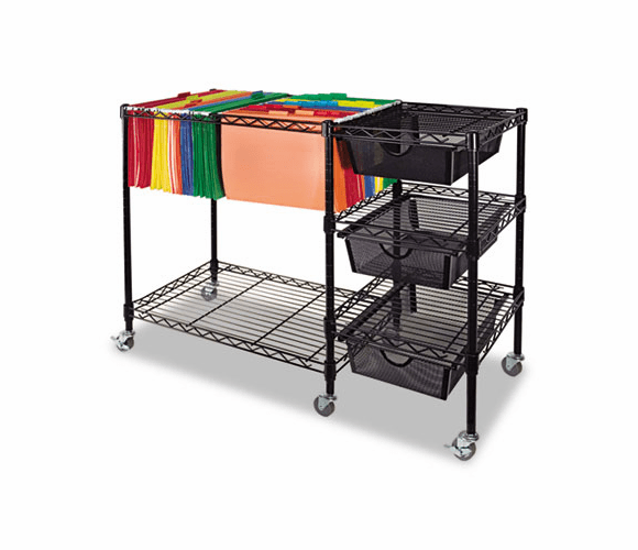 VRTVF50621 Mobile File Cart w/Drawers, 38w x 15-1/2d x 28h, Black By VERTIFLEX PRODUCTS