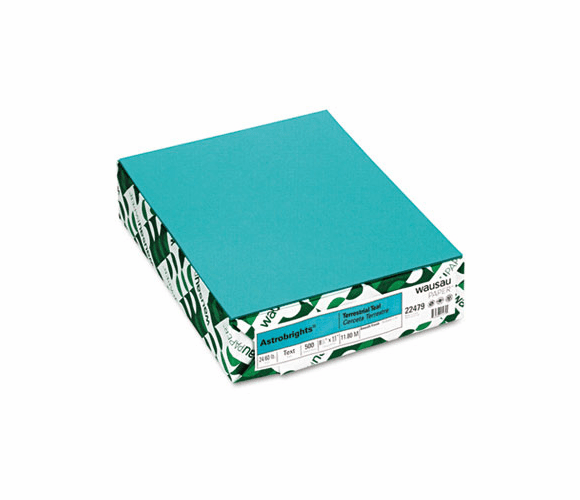 WAU21849 Astrobrights Colored Paper, 24lb, 8-1/2 x 11, Terrestrial Teal, 500 Sheets/Ream By WAUSAU PAPERS