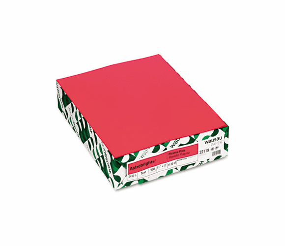 WAU22119 Astrobrights Colored Paper, 24lb, 8-1/2 x 11, Plasma Pink, 500 Sheets/Ream By WAUSAU PAPERS