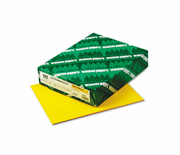 WAU22531 Astrobrights Colored Paper, 24lb, 8-1/2 x 11, Solar Yellow, 500 Sheets/Ream By WAUSAU PAPERS