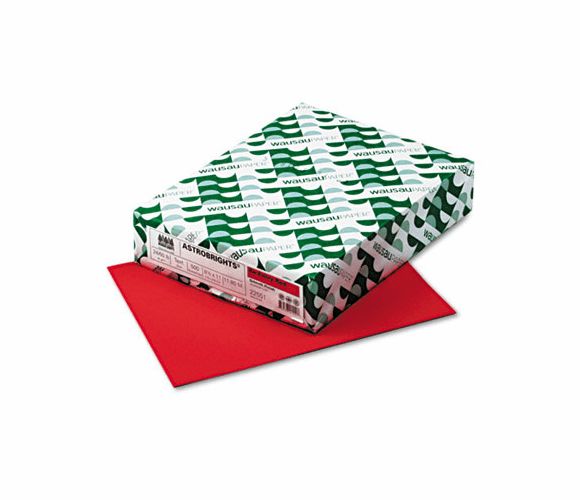 WAU22551 Astrobrights Colored Paper, 24lb, 8-1/2 x 11, Re-Entry Red, 500 Sheets/Ream By WAUSAU PAPERS
