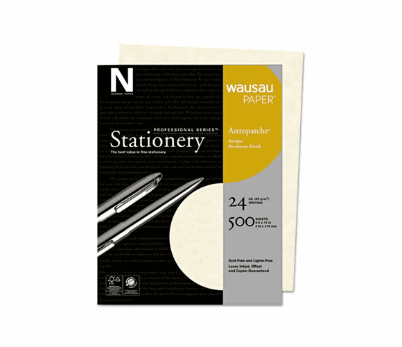 WAU26129 Astroparche Fine Business Paper, 24 lbs., 8-1/2 x 11, Natural, 500/Box By WAUSAU PAPERS