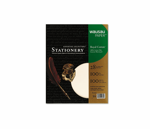 WAU29727 Executive Cotton Fine Business Paper, 28 lbs., 8-1/2 x 11, Ivory, 100/Pack By WAUSAU PAPERS
