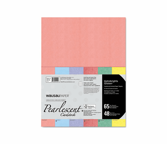 WAU45124 Astrobrights Glisten Pearlescent Colored Paper, 65lb, 8-1/2 x 11, 48 Sheets/Pack By WAUSAU PAPERS