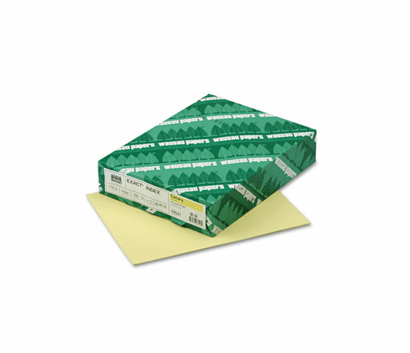 WAU49541 Exact Index Card Stock, 110 lbs., 8-1/2 x 11, Canary, 250 Sheets/Pack By WAUSAU PAPERS