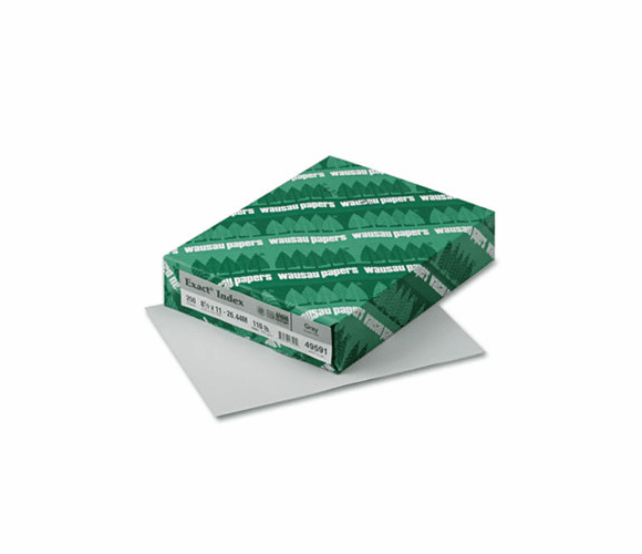 WAU49591 Exact Index Card Stock, 110 lbs., 8-1/2 x 11, Gray, 250 Sheets/Pack By WAUSAU PAPERS