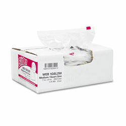 WBI1QSL250 Slider Storage Bags, 1qt., 7 x 8, 1.75 mil, Clear, 250/Carton By WEBSTER INDUSTRIES