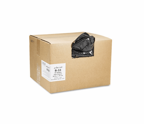 WBIB33 2-Ply Low-Density Can Liners, 16gal, 0.6mil, 24 x 31, Black, 500/Carton By WEBSTER INDUSTRIES