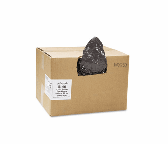 WBIB40 2-Ply Low-Density Can Liners, 31-33gal, .65mil, 33 x 39, Black, 250/Carton By WEBSTER INDUSTRIES