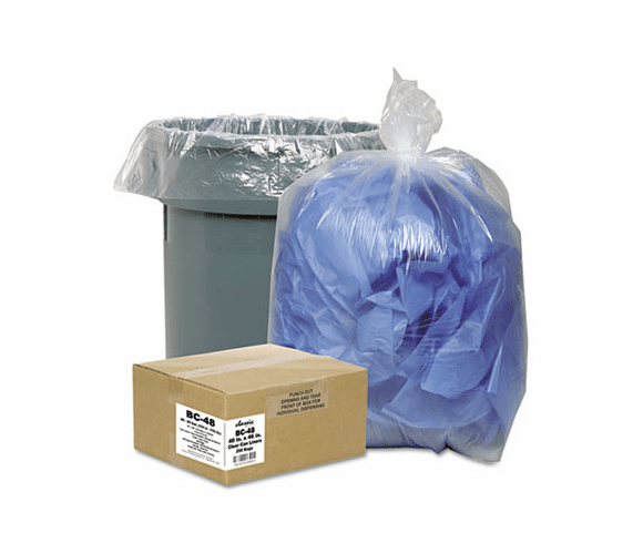 WBIBC24 Clear Low-Density Can Liners, 7-10 gal, .6 mil, 24 x 23, Clear, 500/Carton By WEBSTER INDUSTRIES