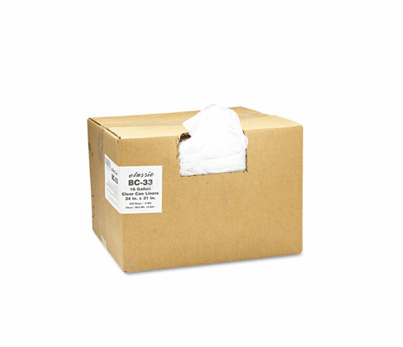 WBIBC33 Clear Low-Density Can Liners, 16 gal, .6 mil, 24 x 31, Clear, 500/Carton By WEBSTER INDUSTRIES