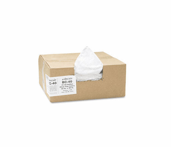 WBIBC40 Clear Low-Density Can Liners, 31-33 gal, .6 mil, 33 x 39, Clear, 250/Carton By WEBSTER INDUSTRIES