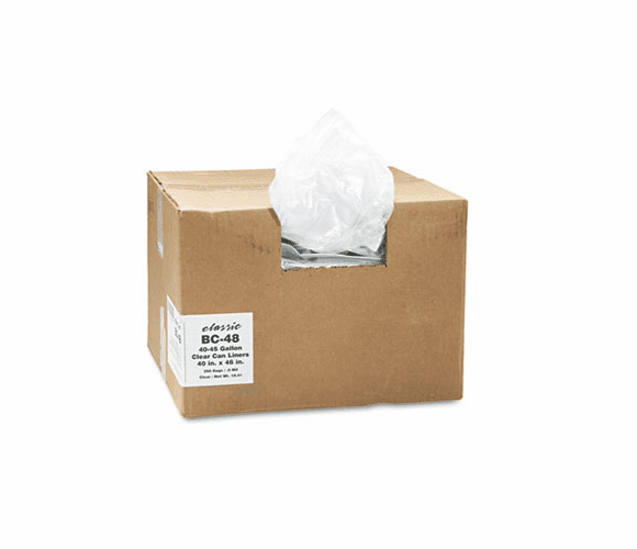 WBIBC48 Clear Low-Density Can Liners, 40-45 gal, .6 mil, 40 x 46, Clear, 250/Carton By WEBSTER INDUSTRIES