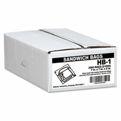WBIHB1 Jumbo Sandwich Bags, Fold Lock, 7 x 7, .7 mil, Clear, 2000/Carton By WEBSTER INDUSTRIES