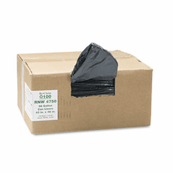 WBIRNW4750 Recycled Can Liners, 56 gal, 1.25 mil, 43 x 48, Black, 100/Carton By WEBSTER INDUSTRIES
