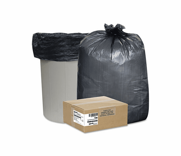 WBIRNW4822HD High-Density Recycled Can Liners, 40-45 gal, 22 mic, 40 x 48, Black, 150/Carton By WEBSTER INDUSTRIES