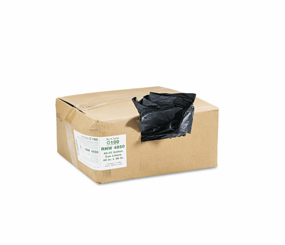 WBIRNW4850 Recycled Can Liners, 40-45 gal, 1.25 mil, 40 x 46, Black, 100/Carton By WEBSTER INDUSTRIES