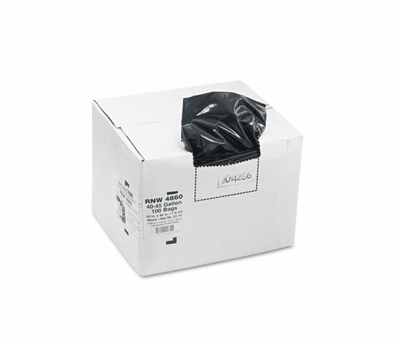 WBIRNW4860 Recycled Can Liners, 45 gal, 1.8 mil, 40 x 46, Black, 100/Carton By WEBSTER INDUSTRIES