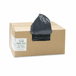 WBIRNW6050 Recycled Can Liners, 55-60 gal, 1.25 mil, 38 x 58, Black, 100/Carton By WEBSTER INDUSTRIES