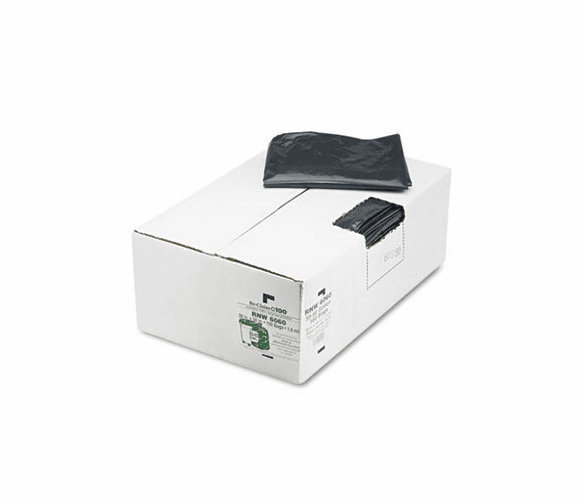 WBIRNW6060 Recycled Can Liners, 55-60 gal, 1.65 mil, 38 x 58, Black, 100/Carton By WEBSTER INDUSTRIES
