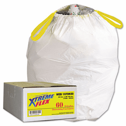 WBIWEB1XFDK60 Drawstring Can Liners, 13 Gallon, .9 mil, White, 60/Carton By WEBSTER INDUSTRIES