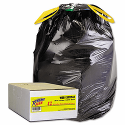 WBIWEB1XFDT42 Drawstring Can Liners, 30 Gallon, 1.05 mil, Black, 42/Carton By WEBSTER INDUSTRIES