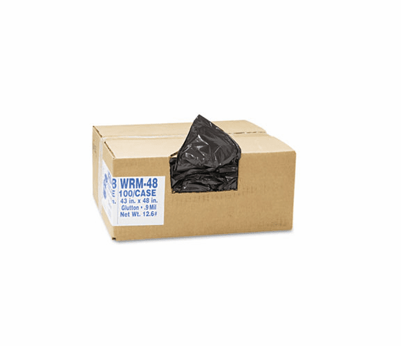 WBIWRM48 2-Ply Low-Density Can Liners, 56 gal, .8 mil, 43 x 48, Black, 100/Carton By WEBSTER INDUSTRIES