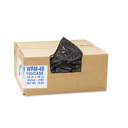 WBIWRM48 2-Ply Low-Density Can Liners, 56 gal, .8 mil, 43 x 48, Black, 100/Carton By WEBSTER INDUSTRIES