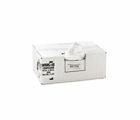 WBIWRMC48 Clear Low-Density Can Liners, 56 gal, .8 mil, 43 x 48, Clear, 100/Carton By WEBSTER INDUSTRIES