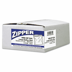 WBIZIPGAL Resealable Clear Plastic Storage Bags, 1 gal, 1.75 mil,10.5 x 11, Clear, 250/Box By WEBSTER INDUSTRIES