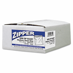 WBIZIPQUART Resealable Clear Plastic Storage Bags, 1 quart, 1.75 mil, 7 x 8, Clear, 500/Box By WEBSTER INDUSTRIES