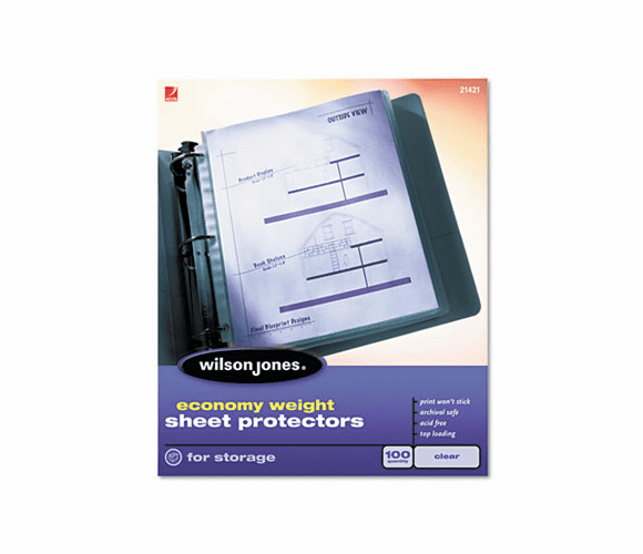 WLJ21423 Economy Weight Sheet Protector, Non-Glare Finish, Clear, 100/Box By ACCO BRANDS, INC.