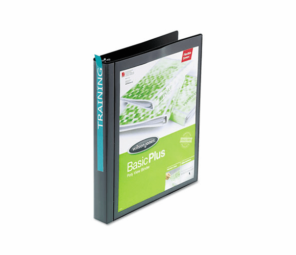 WLJ43341 Print-Wont-Stick Flexible Poly Round Ring View Binder, 1" Capacity, Black By WILSON JONES CO.