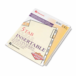WLJ54125 Gold Pro Insertable Tab Index, Clear 5-Tab, Letter, Buff Sheets By WILSON JONES CO.