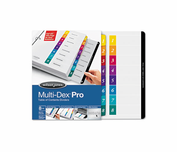 WLJ54708 Multi-Dex Quick Reference Index, Assorted Color 8-Tab, Letter, 8/Set By WILSON JONES CO.