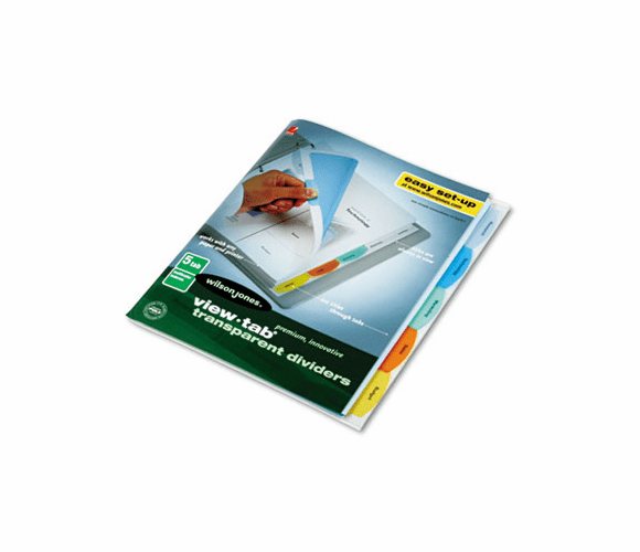 WLJ55065 View-Tab Transparent Index Dividers, 5-Tab, Square, Letter, Assorted, 5/Set By WILSON JONES CO.
