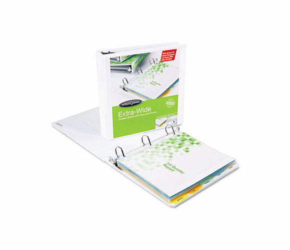 WLJ80270 D-Ring Extended Cover Vinyl View Binder, 1-1/2" Capacity, White By WILSON JONES CO.
