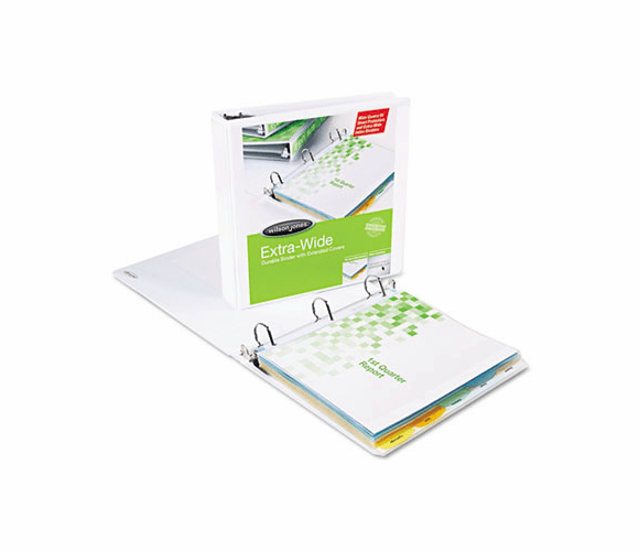 WLJ80290 D-Ring Extended Cover Vinyl View Binder, 3" Capacity, White By WILSON JONES CO.