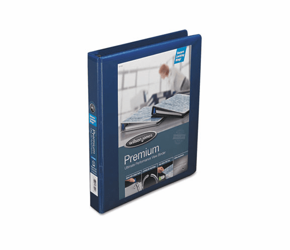 WLJ87901 Premium Single-Touch Locking Round Ring View Binder, 1" Capacity, Blue By WILSON JONES CO.